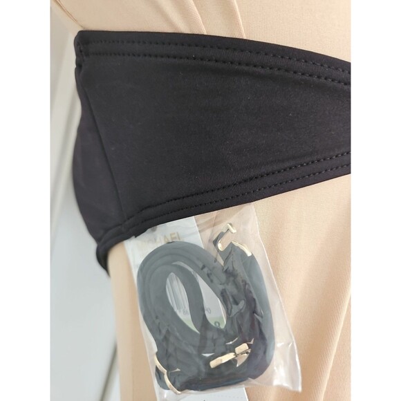 MICHAEL KORS BLACK OPEN SIDES ONE PIECE SWIMSUIT 8 Optional Straps Bandeau Pads - Picture 7 of 12